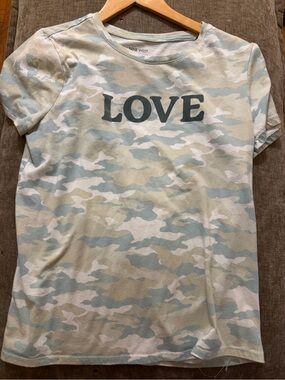 Nine West Sage & Cream Camo 'LOVE' Short Sleeve Tee
